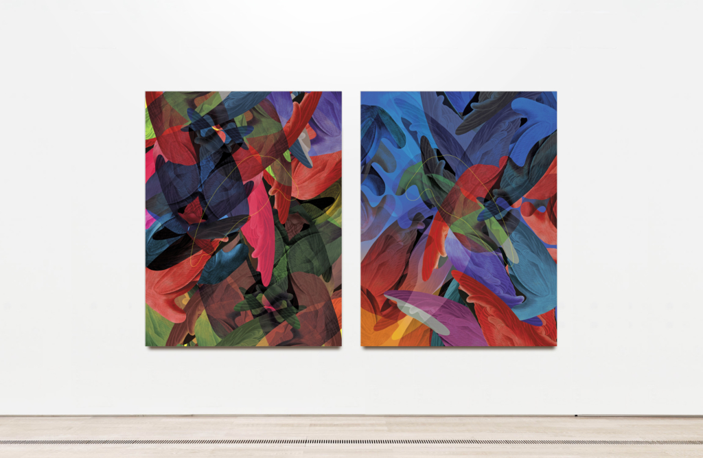 Headless Feathers, a diptych by Jeff Gwegan
